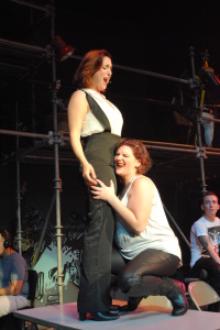 Joanne (l- Allison Dreskin) and Maureen (r- Emily Boling) during "Take Me or Leave Me" 