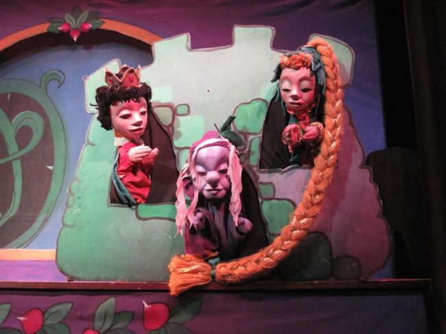 The Prince, Witch Wartsmith and Rapunzel at The Puppet Company in Glen Echo Park