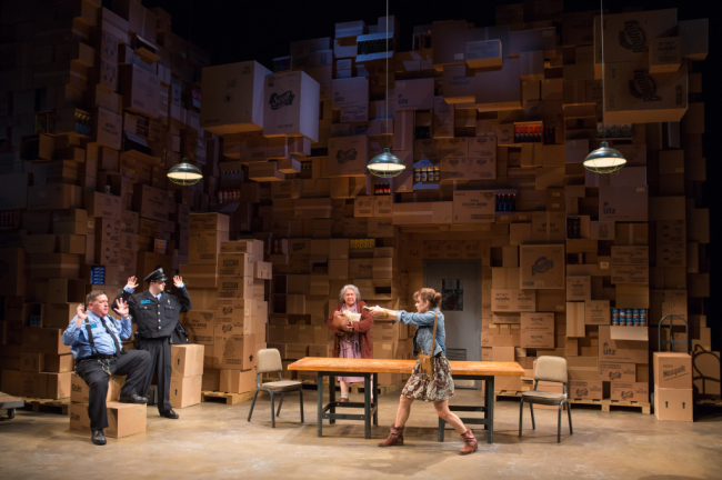(L to R) Delaney Williams as Otto, Adi Stein as Dom, Jayne Houdyshell as Alma and Jenna Sokolowski as Phyllis in The Shoplifters at Arena Stage at the Mead Center for American Theater, September 5-October 19, 2014.