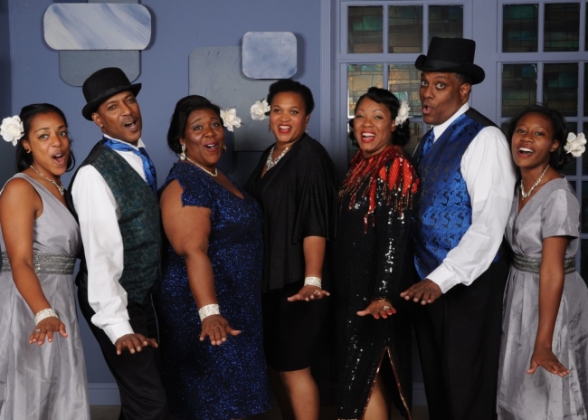 The cast of Vagabond Players' Ain't Misbehavin' featured left to right: Amber Hooper, Timoth David Copney, Melissa Broy Fortson, Michelle Bruno, Brenda D. Parker, Kevin Sockwell, and Summer Hill