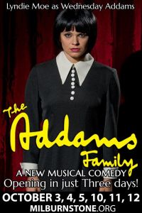 Lyndie Moe as Wednesday Addams in The Milburn Stone Theatre production of The Addams Family