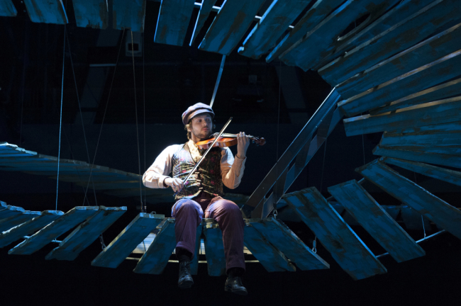 Alex Alferov as the Fiddler in Fiddler on the Roof at Arena Stage at the Mead Center for American Theater October 31, 2014-January 4, 2015.