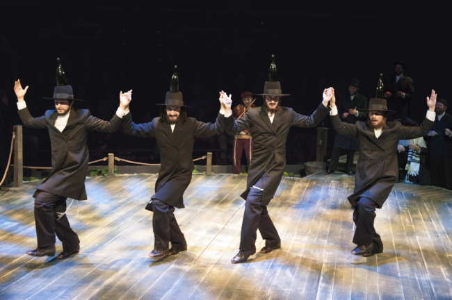 (L to R) Jimmy Mavrikes, Eric Greengold, Kyle Schliefer and Curtis Schroeger in Fiddler on the Roof at Arena Stage at the Mead Center for American Theater October 31, 2014-January 4, 2015. 