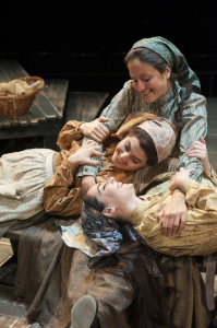 Maria Rizzo as Chava, Dorea Schmidt as Tzeitel and Hannah Corneau as Hodel in Fiddler on the Roof at Arena Stage at the Mead Center for American Theater October 31, 2014-January 4, 2015.