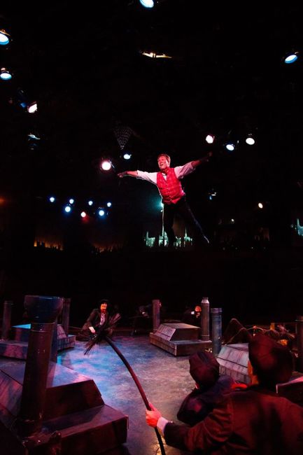 Jeffrey Shankle as Bert going over the rooftops for "Step in Time" 