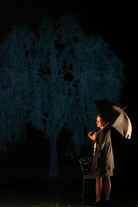 Susan (Marianne Angelella) under the front yard weeping willow tree at Mike's house.