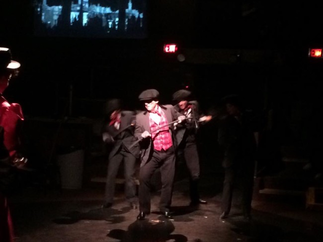 Jeffrey Shankle as Bert (center) tapping through "Step in Time" 