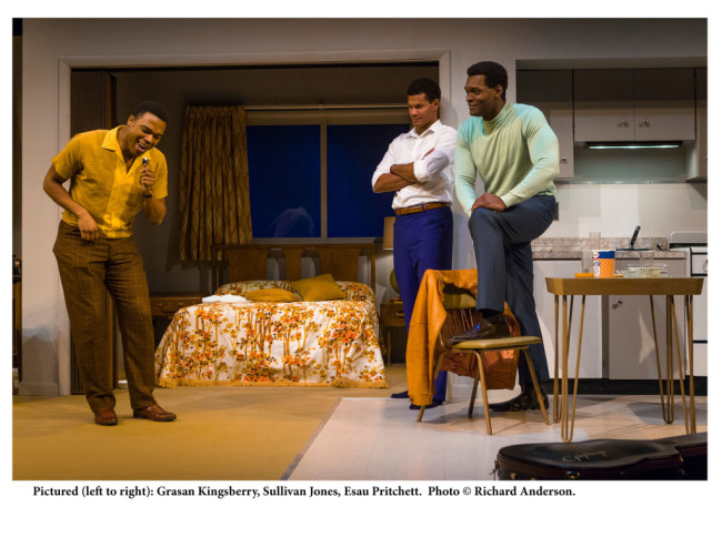 Pictured left to right: Grasan Kingsberry as Sam Cooke, Sullivan Jones as Cassius Clay, and Esau Pritchett as Jim Brown.