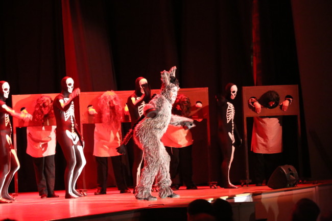 Donkey (Center- Gary Dieter) and the Skeleton dancers of Dragon's Keep