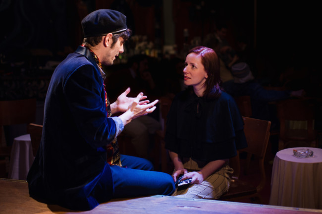 Walter Paisley (L- John Marra) and Carla (R- Katharine Vary) discuss "Art" 