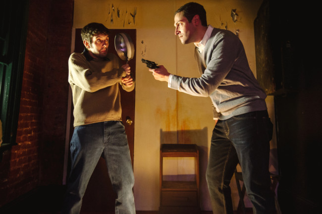 Walter (L- John Marra) is confronted by Lou (R- Mike Zaccardi) in his apartment