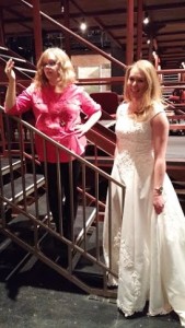 Costume Designer Stephanie Fisher (left) fitting actress Casey Dutt (right) for 13 Dead Husbands