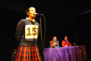 Emily Dey as Marcy Park (Left) with Matt Baughman as Vice Principal Panch (Center) and Teresa Danskey as Rona Lisa Perretti (Right) 