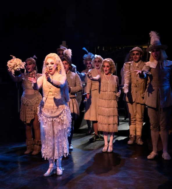 Julia Lancione (center) as The Bride Ancestor with the Ancestor Ensemble at Toby's Dinner Theatre