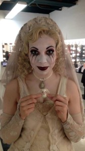 Julia Lancione as The Bride Ancestor backstage at The Addams Family