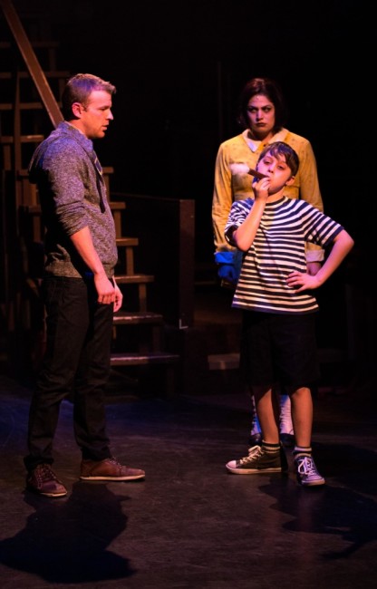 Lucas (L- AJ Whittenberger) Pugsley (alternating Jace Franco and Gavin Willard) and Wednesday (R- MaryKate Brouillet)