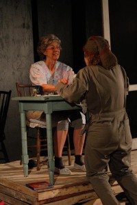 Nancy Blum as Besse (left) and Cathryn Benson as Esme (right) in God Don' Like Ugly at Venus Theatre