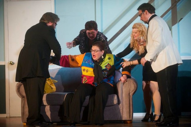 (L to R) Lenny (Stephen M. Deininger) Claire (Andrea Bush) Cookie (center- Kathy Wenerick-Bell), Chris (Ashley Gerhardt) and Ernie (Lenny Taube) 