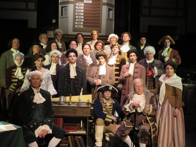 The cast in its entirety of 1776 at Toby's Dinner Theatre