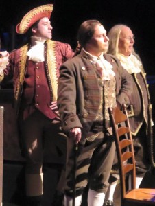 (L to R) Richard Henry Lee (Jeremy Scott Blaustein) John Adams (Jeffrey Shankle) and Ben Franklin (John Stevenson)