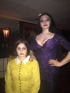 Wednesday Addams (Left, MaryKate Brouillet) and her mother Morticia (Right, Priscilla Cuellar) 