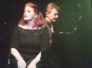 Alyson Shirk and Douglas Lawler at the Baby Grand Piano for "Send in the Clowns" in Side by Side by Sondheim