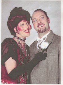 Shannon Wollman (left) as Dolly Levi with Ed Peters (right) in Hello, Dolly at Dundalk Community Theatre