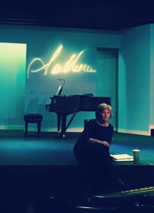 Shannon Wollman on the set of Side by Side by Sondheim at Vagabond Players