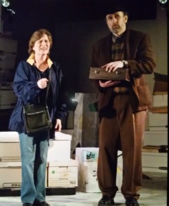Mary (L- Karen Fleming) stands with The Baker (R- Michael Sigler) at a train station