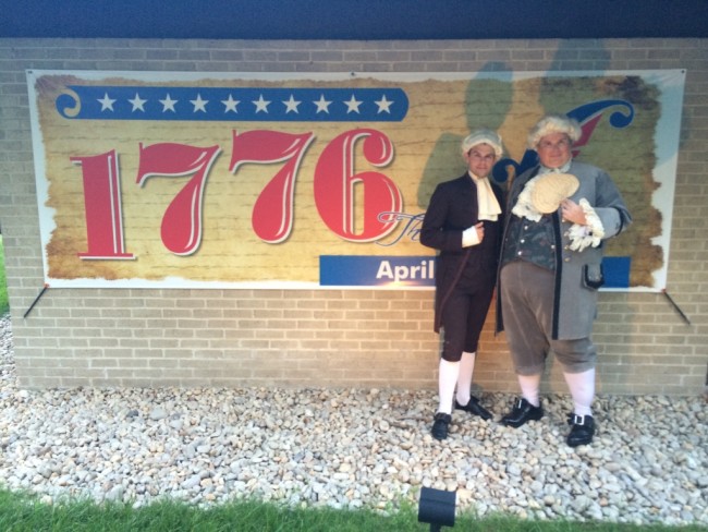 Scott Harrison as Judge James Wilson (left) and Andrew Horn as Samuel Chase (right) in 1776 at Toby's Dinner Theatre