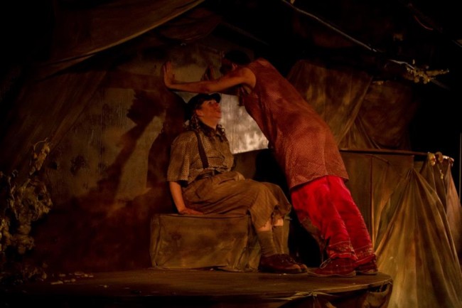 Erin Hanratty (left) as Him and Ann Fraistat (right) as Her in Dry Bones Rising at Venus Theatre