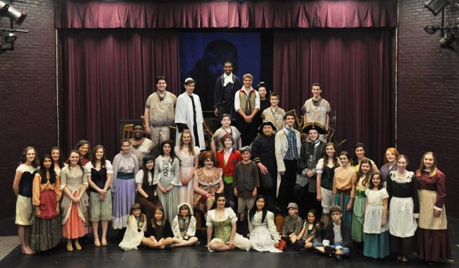 The cast of Les Miserables at Children's Playhouse of Maryland