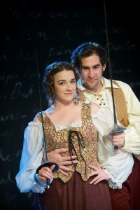 Amy Pastoor as Smeraldina (left) and Patrick Truhler as Truffaldino in The Servant of Two Masters