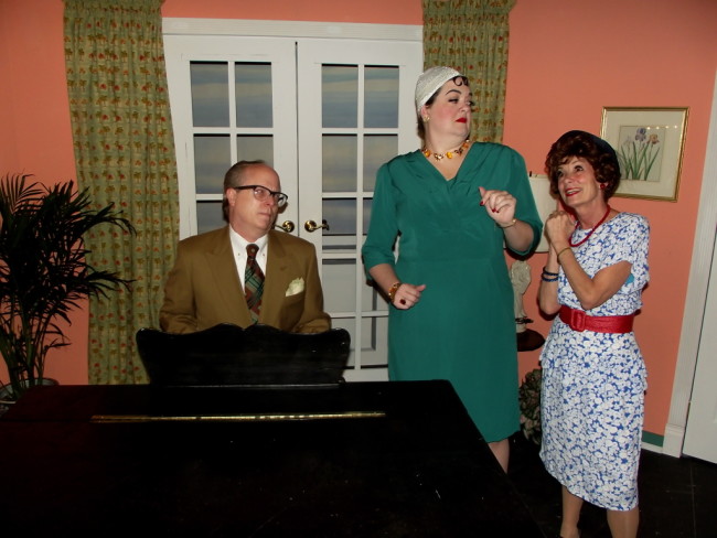 (L to R) Pippet (Paul Berry) Claudia Sinclair (Pamela Northrup) and Mrs. Osgood (Bernadette Arvidson)