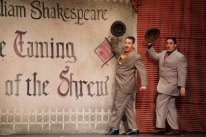 Josh Hampton (left) as First Man and Michael Iacone (right) as Second Man singing "Brush Up Your Shakespeare" 