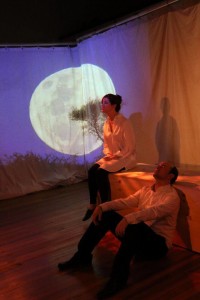 Rebecca Ellis (left) and Joseph Coracle (right) in The Pillow Book at Cohesion Theatre Company