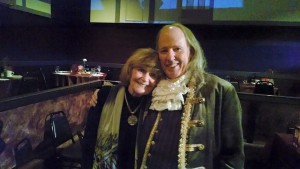 Artistic Director Toby Orenstein (left) with John Stevenson as Benjamin Franklin (right) on opening night of 1776