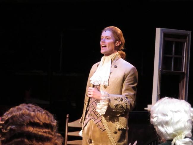 Brendan McMahon as Thomas Jefferson in 1776 at Toby's Dinner Theatre