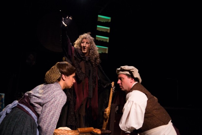 Priscilla Cuellar (left) as Baker's Wife, Janine Sunday (center) as The Witch, and Jeffrey Shankle (right) as Baker