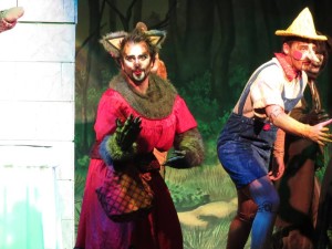 Henry Cyr (left) as The Big Bad Wolf and Willem Rogers (right) as Pinoccio singing "Freak Flag" in Shrek The Musical