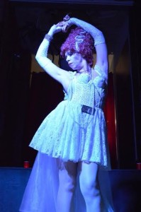 Ruby Spruce as the Bride of Frankenstein in Brassieres of Terror at Yellow Sign Theatre