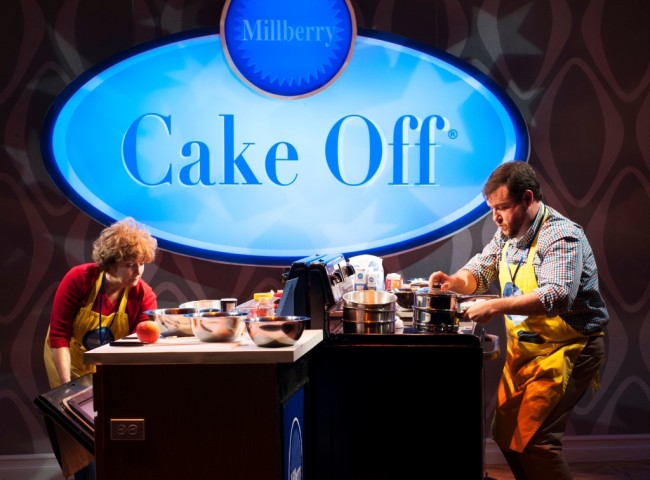 Sherri L. Edelen (left) as Rita Gaw and Todd Buonopane (right) as Paul Hubbard in Cake Off