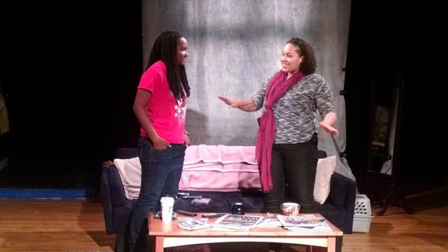 Kandice Wilson (left) as Callie and Asia Kenney (right) as Sarah in Stop Kiss