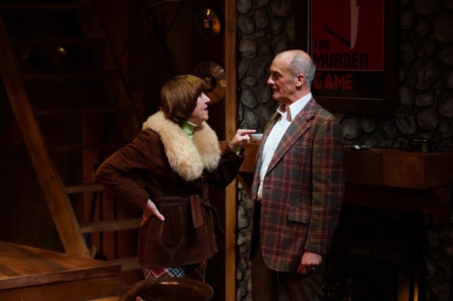 Lorraine Magee (left) as psychic Helga ten Dorp and Peter Holdway (right) as Sidney Bruhl in Deathtrap