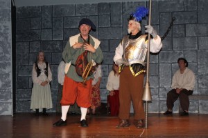 Paul Ballard (left) as Sancho Panza and Michael Hullet (right) as Don Quixote in Man of La Mancha