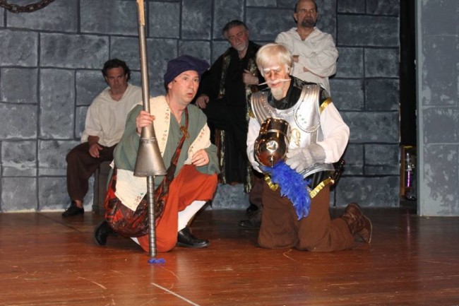 Paul Ballard (left) as Sancho Panza and Michael Hulett (right) as Don Quixote in Man of La Mancha