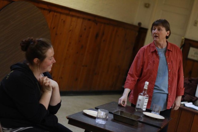 Katie Hileman (left) and Susan McCully (right) rehearsing for Kerrmoor