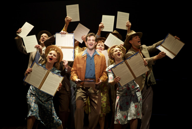 A.J. Shively (center) with the cast of "Bright Star" at the Kennedy Center.