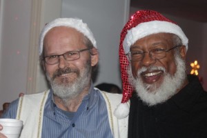 Artistic Director William Dean Leary (left) and performer David North (right) in rehearsal for A Christmas Carol at Wolf Pack Theatre Company