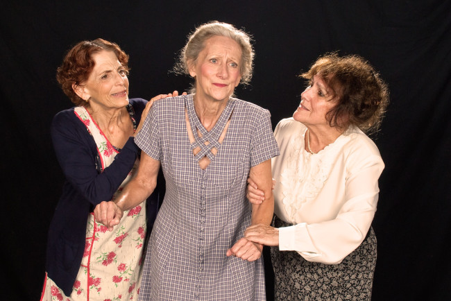 Carol Cohen (left) as Ida Bolton, Dianne Hood (center) as Aaronetta Gibbs, and Sharie Lacey Valerio (right) as Esther Crampton in Mornings at Seven